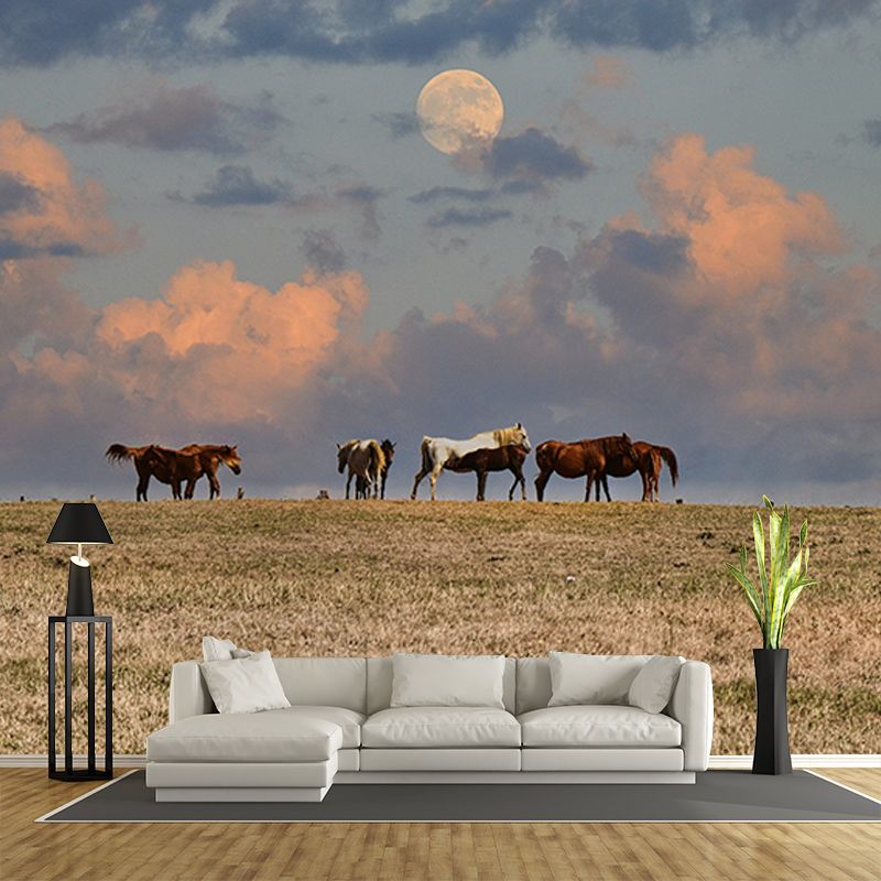 Decorative Wall Mural Wallpaper Horses Sitting Room Wall Mural
