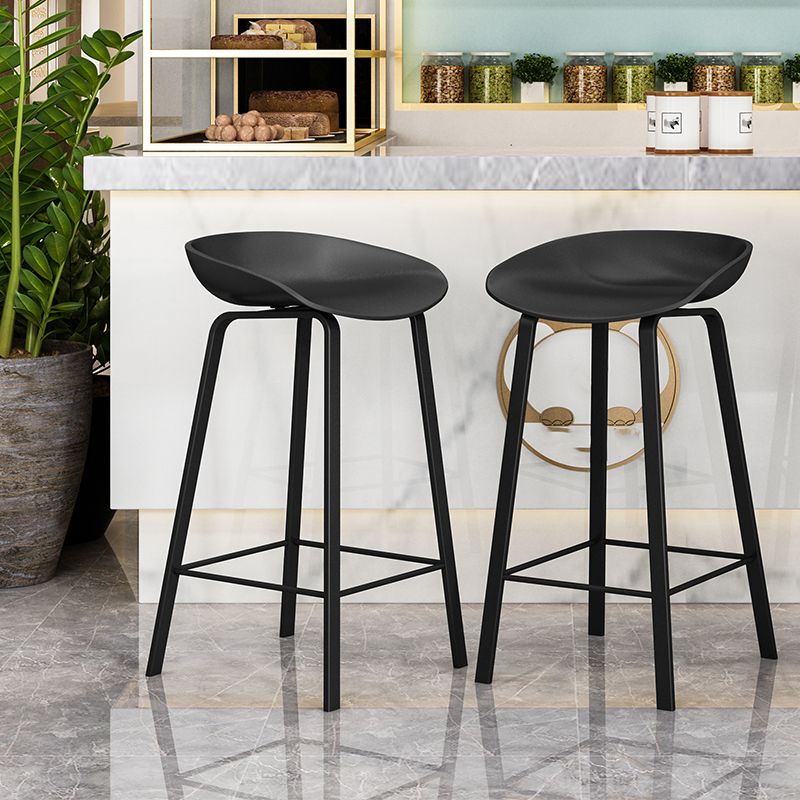 Contemporary Plastic Backrest Counter High Stool with 4 Legs