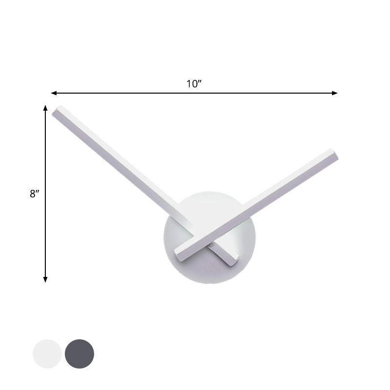 Overlapping Lines Metallic Wall Sconce Simplicity Black/White LED Wall Lamp Fixture with Round Backplate, Warm/White Light