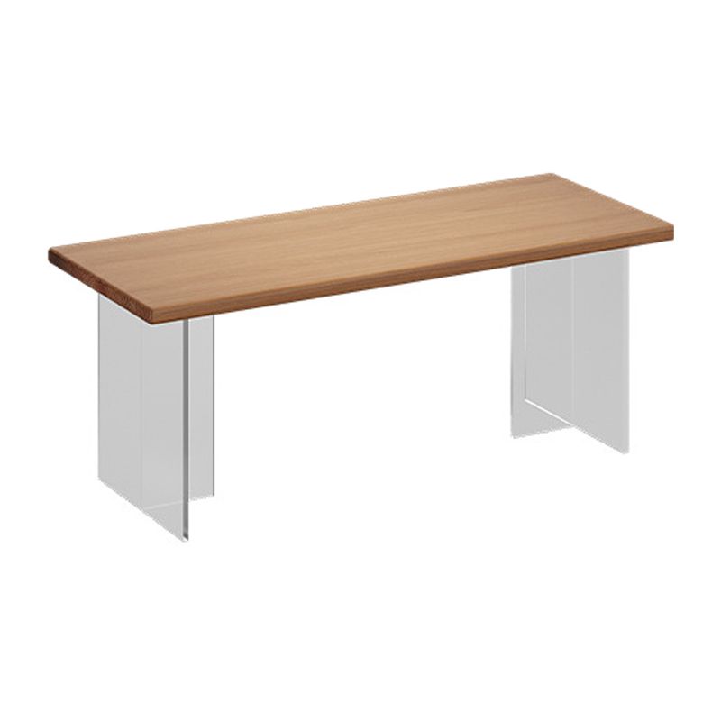 Acrylic Modern Rectangle Dining Table Pine Wood Top Table with Double Pedestal