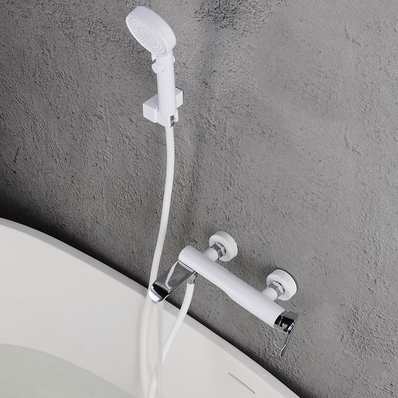 Swivel Tub Filler Wall Mount Single Lever Handle Brass Tub Filler with Hand Shower
