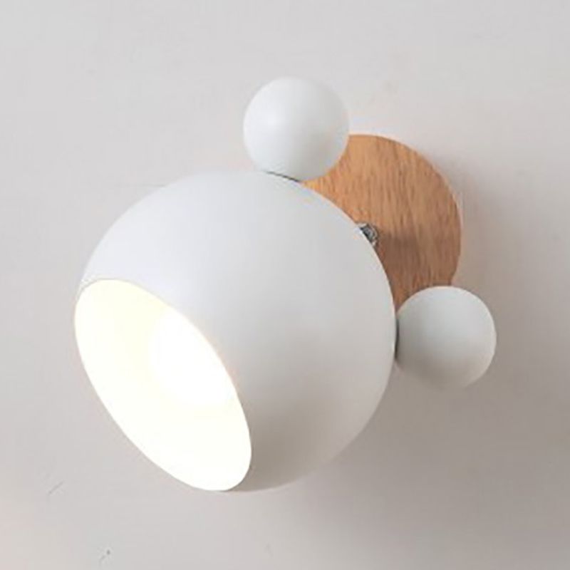 Children Flush Mount Wall Light Polish Finish Wood Lighting for Home