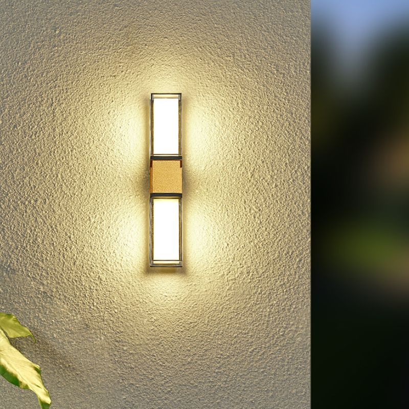 Modern Metal Wall Sconce Rectangle Shape Wall Lamp with Acrylic Shade for Courtyard