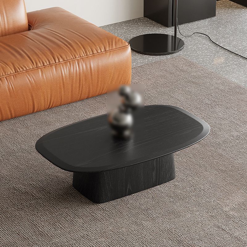 Pedestal Coffee Table Black Solid Wood Coffee Cocktail Table