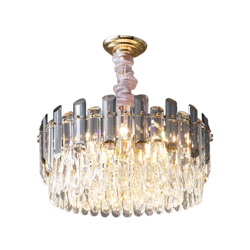 Circular Living Room Hanging Light Modern Crystal 5/12/18-Light Gold Pendant Chandelier