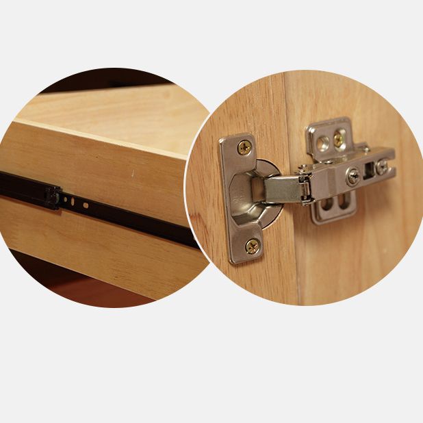 Rubberwood Traditional Storage Cabinet Matte Finish Cabinet with Hinged Doors