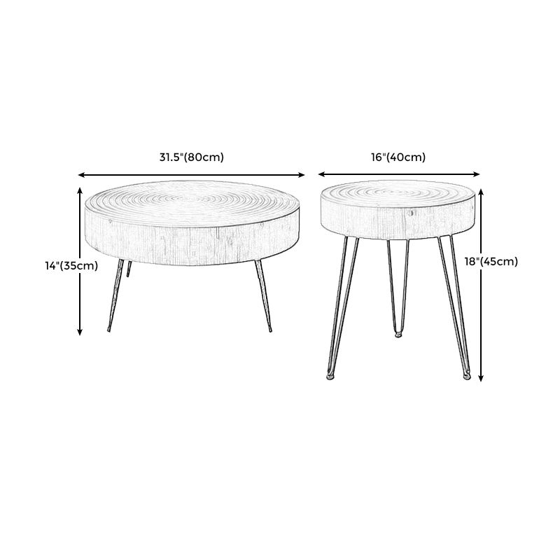 3 Legs Round Natural Finish Coffee Table Rustic Wooden Coffee Table