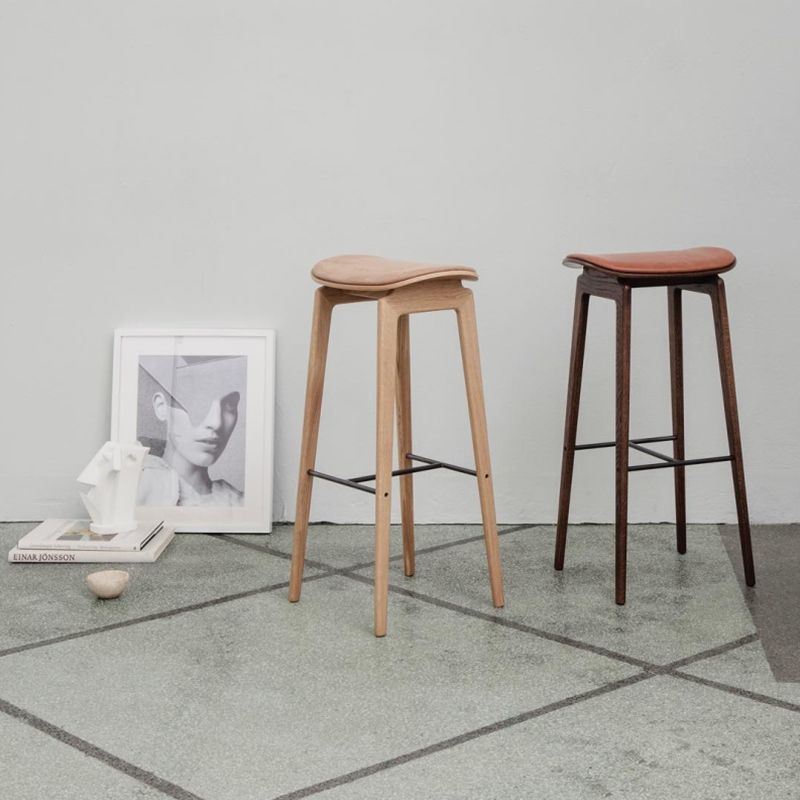 Industrial Solid Wood Stool Saddle Seat Stool for Living Room