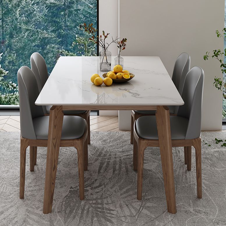 Mesa de comedor de piedra sinterizada industrial Mesa de comedor de cocina rectangular con 4 patas base