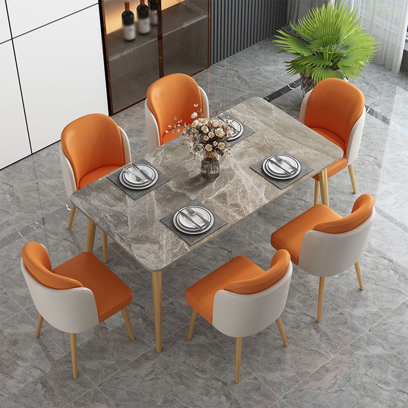 1/2/7 PCS Juego de comedor de glamour de metal con mesa de mesa rectangular