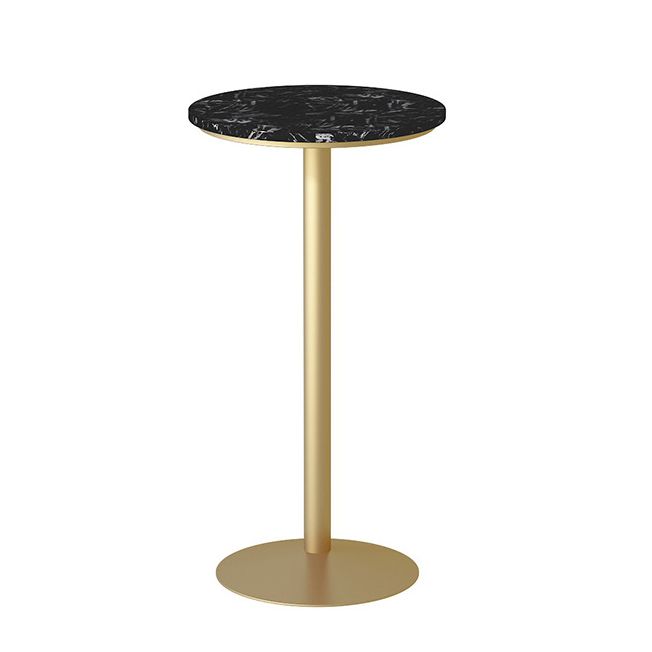 Glam Style Bar Table Artificial Marble Top Bistro Table with Gold Pedestal