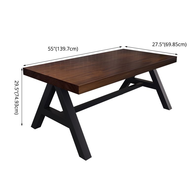 Industrial Dining Room Set with Rectangle Table and Black Legs Kitchen Table Set