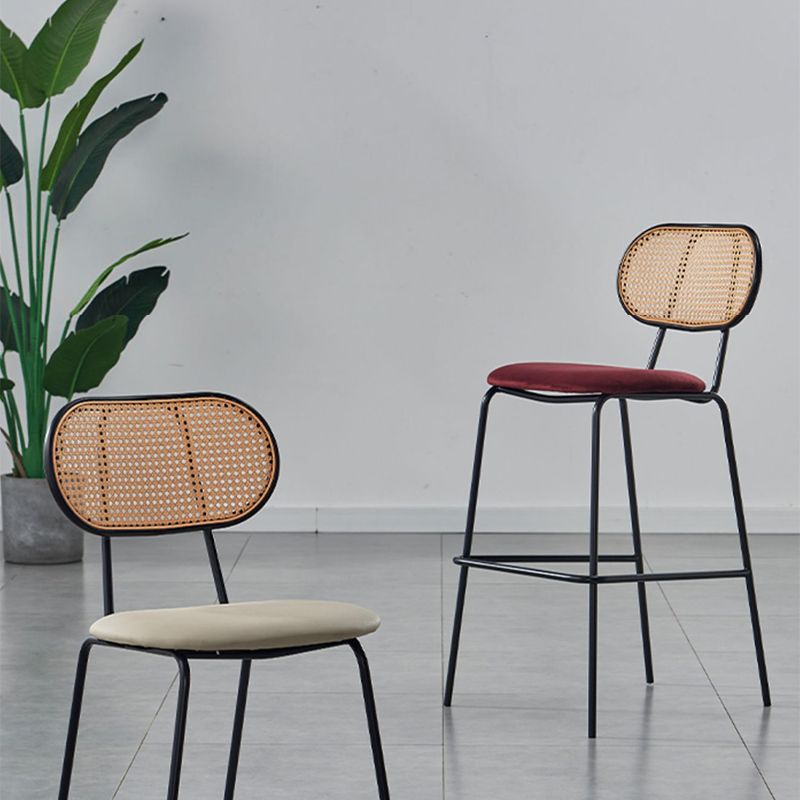 Scandinavian Low Back Armless Stool Velvet Upholstered Counter Stool