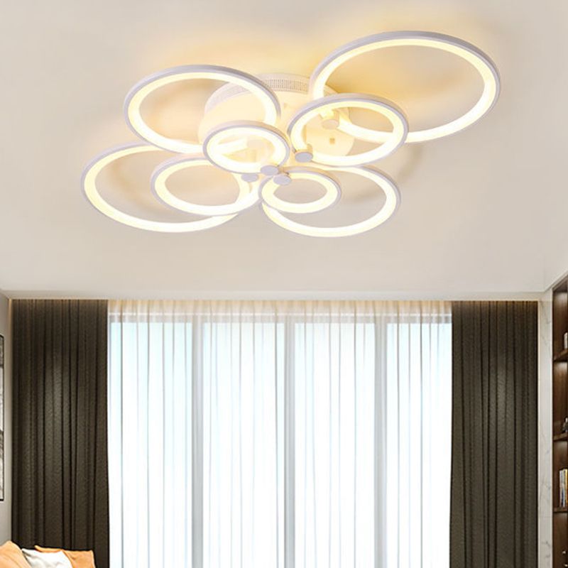 LED Circle Flush Ceiling Light Modern Minimalist Acrylic Bedroom Semi Mount Lighting