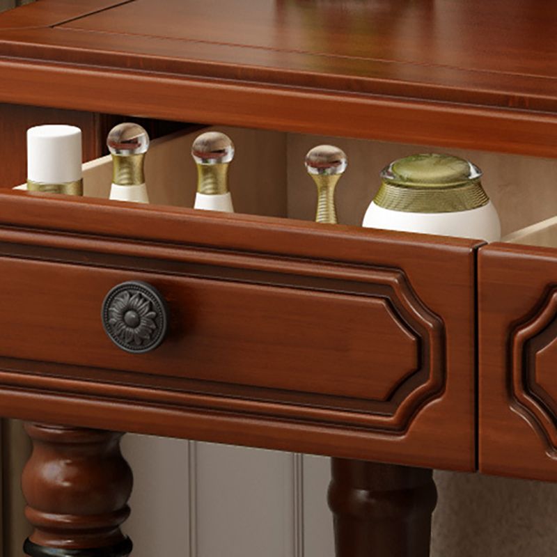 Victorian Solid Wood Vanity Makeup Dressing Table Stool Set with Mirror