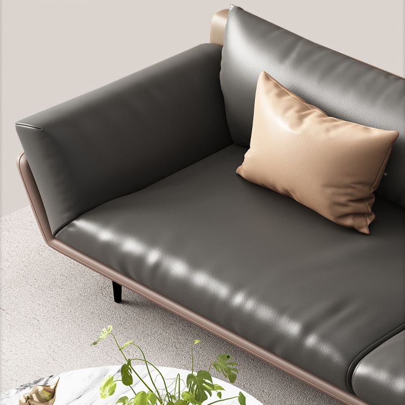 Black Faux Leather Flared Arm Chesterfield Sofa Industrial Style Seating