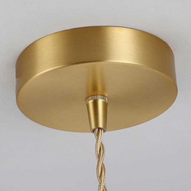 Glass Dome Hanging Ceiling Light Contemporary Style Gold Suspension Pendant for Bedroom
