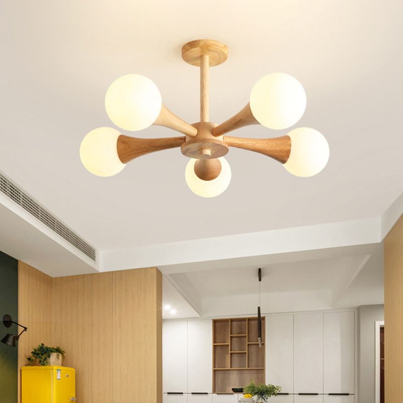 Ultra-Modern Sputnik appeso il lampadario sospensione in legno con cavo sospeso per soggiorno