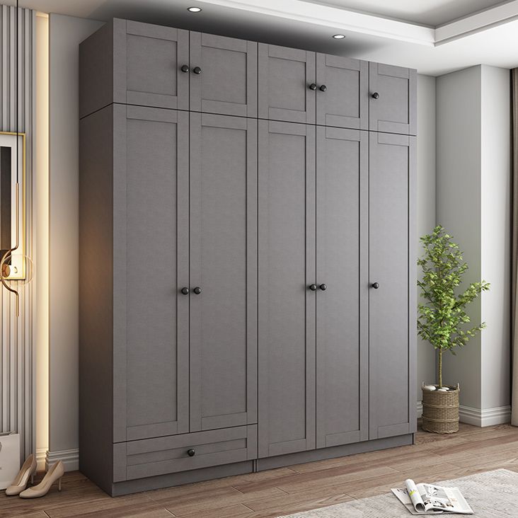 Contemporary Grey Wardrobe Armoire Engineered Wood Wardrobe Closet