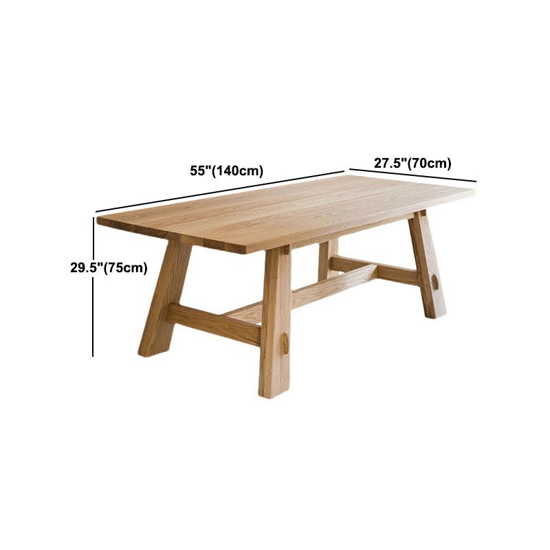 Modern Rectangle Dining Table Natural Solid Wood Trestle Dining Table
