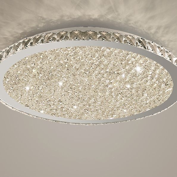 Modern Minimalist Crystal Flush Mount Ceiling Lamp Round Shape LED Flush Mount Lighting for Bedroom