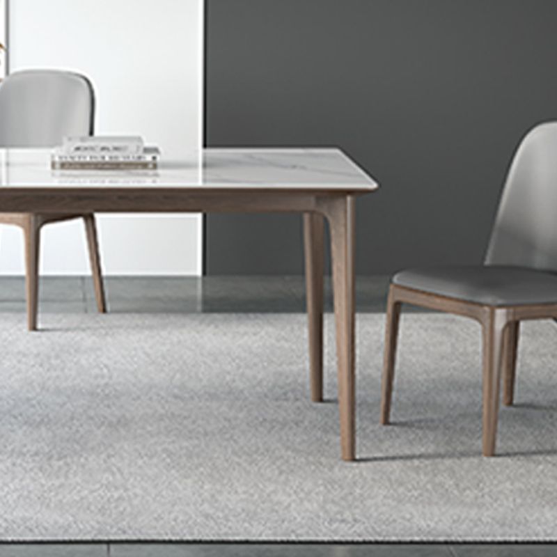 Rectangular Table Medieval Modern Sintered Stone Top Dining Table with Wooden Base