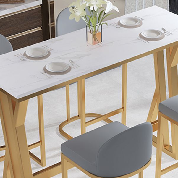 Glam Rectangle Pub Table Set 1/2/5 Pieces Faux Marble Pub Set for Indoor