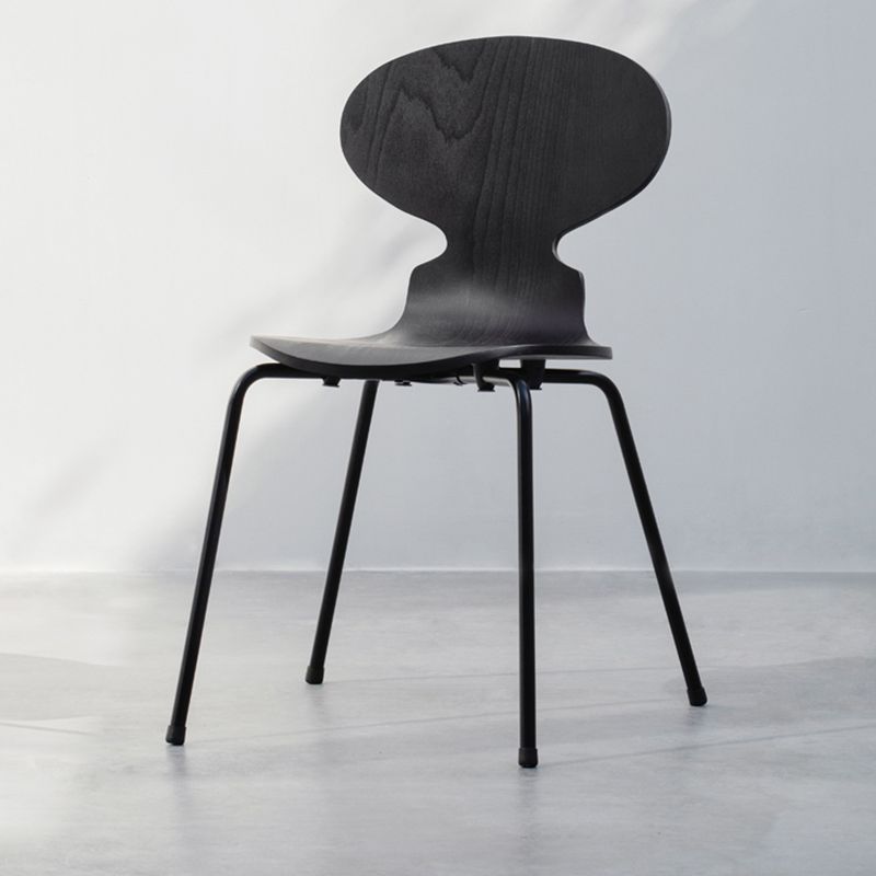 Silla de comedor de madera de estilo industrial, silla de comedor sin brazos con respaldo sólido