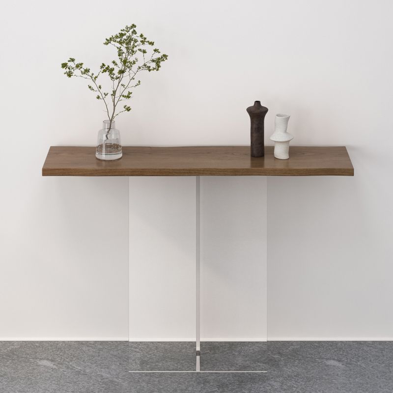 Solid Wood Rectangle Accent Table 31.5-inch Tall End Table with Acrylic Leg
