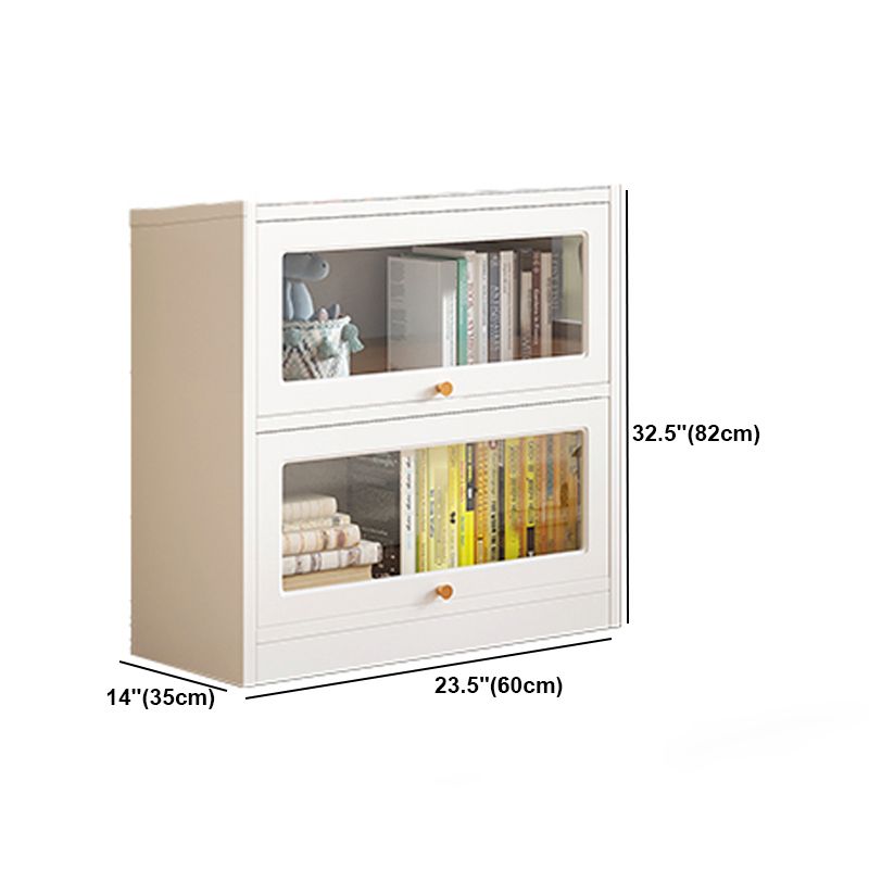 White Bookshelf Contemporary Style Bookcase with Door for Home Office