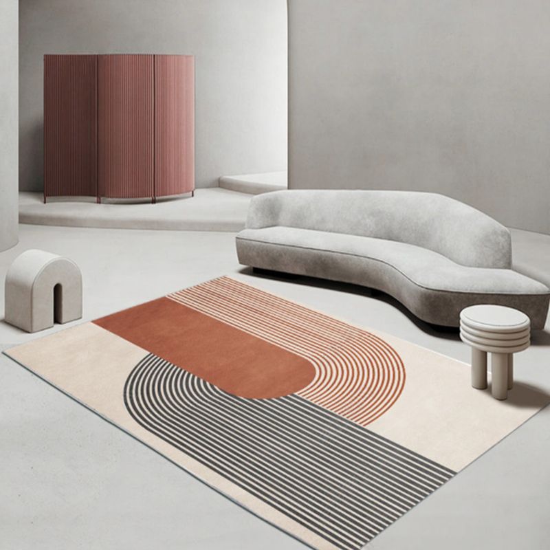 Simplicity Patchwork Rug Polyester Indoor Carpet Non-Slip Backing Area Rug for Home Decoration