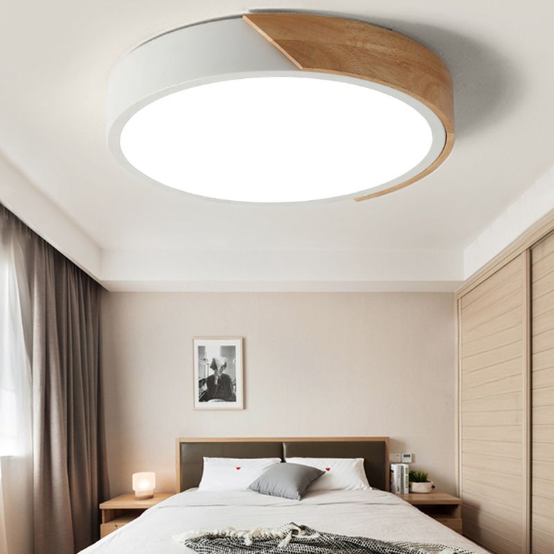 Modern Simple Macaroon Style Round Shape LED Ceiling Lamp Iron 1 Light for Living Room Balcony