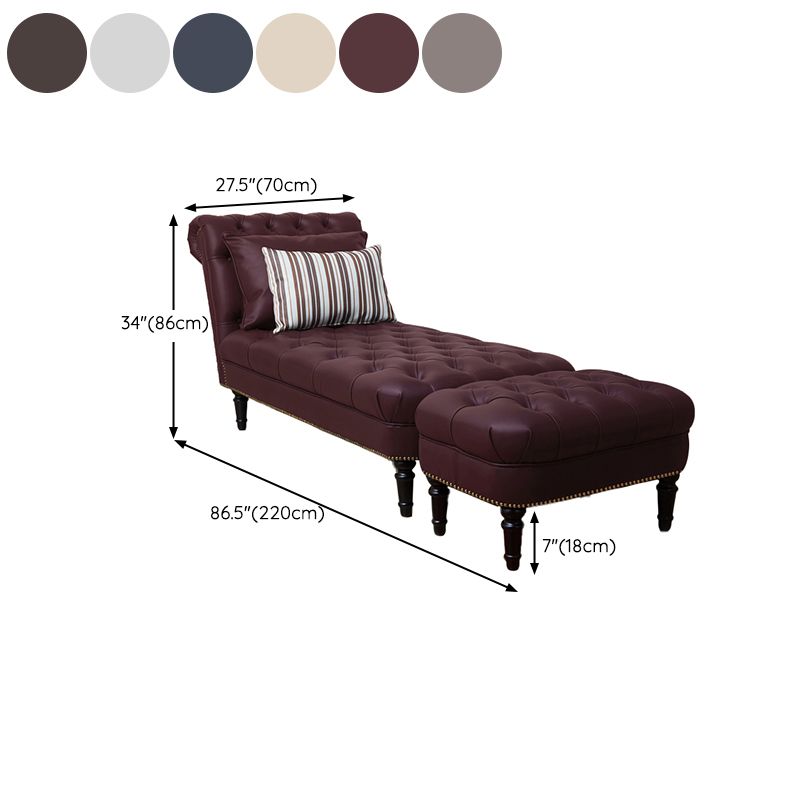 Modern Tufted Chaise Lounge Birch Armless Chaise for Bedroom and Living Room