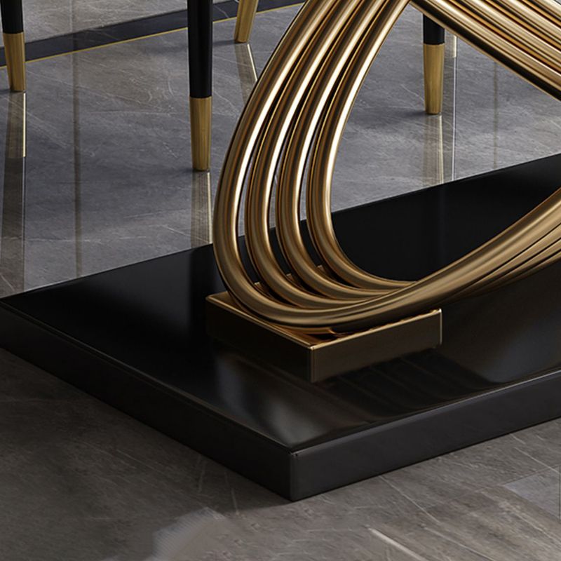 Nordic Glam Rectangle Sintered Stone Table Set 1/4/5/7 Pieces Dining Set