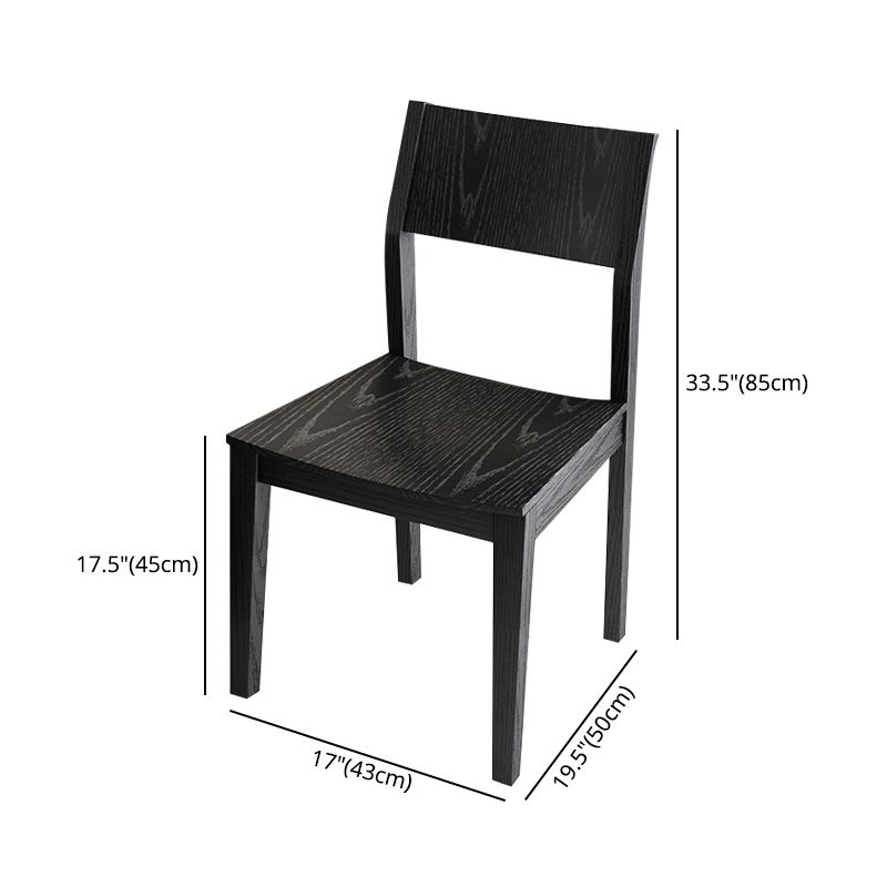 Wood Industrial Restaurant Side Chair Open Back Dining Chair with Black Legs