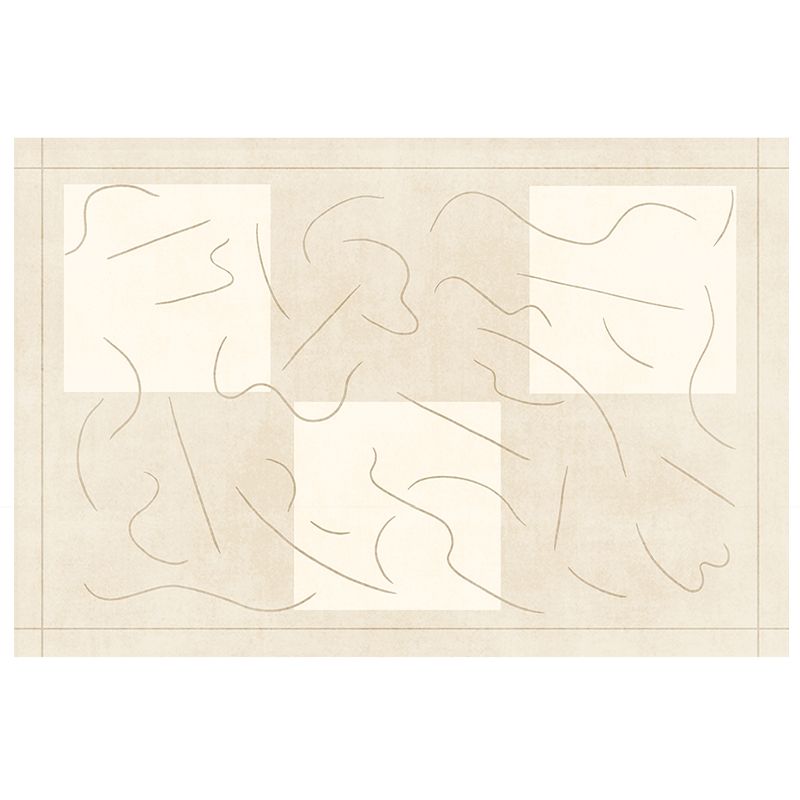 Simplicity Rug Beige Polyester Carpet Stain Resistant Rug for Living Room