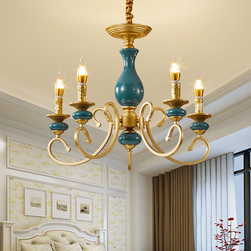 Traditional Style Suspension Pendant Light Candlestick Shaped Chandelier for Living Room