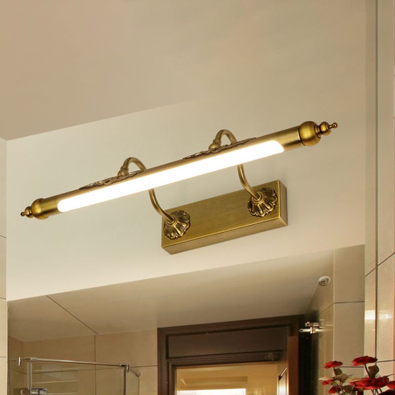 Metallic Linear Vanity Light Modernism Style 18"/21.5" Wide LED Brass Wall Sconce Lighting in Warm/White Lighting for Bathroom