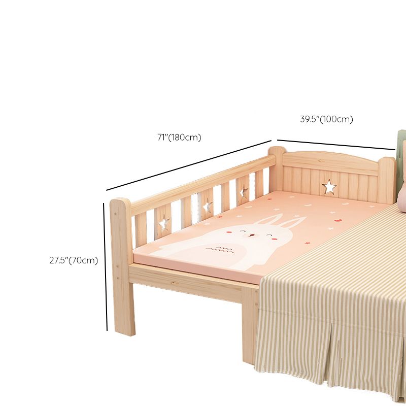 Washed Natural Solid Wood Nursery Bed Contemporary with Guardrail