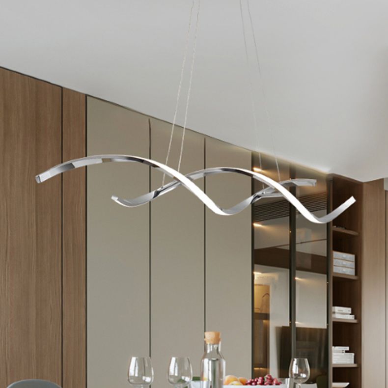 Stile contemporaneo in alluminio Luci appese a sospensione Linear Island Lighting Fun per sala da pranzo