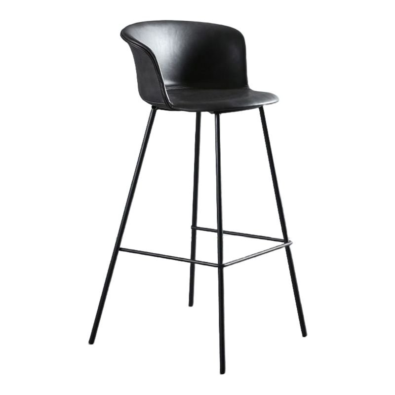 Modern Style Low Back Bar-stool PU Leather Bar Stool with Metal Legs