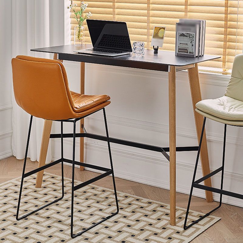 Scandinavian Matte Finish Upholstered Barstool Footrest Coffee Shop Stool