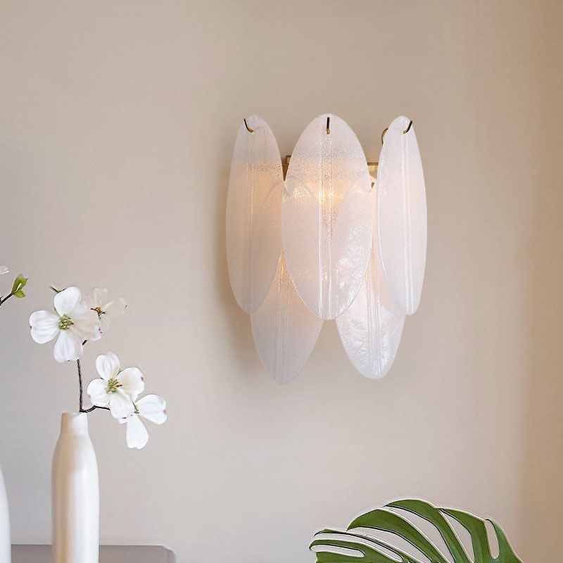 Oval-Shaped Wall Lighting Modernism Style White Glass 3 Lights Hallway Wall Sconce Light