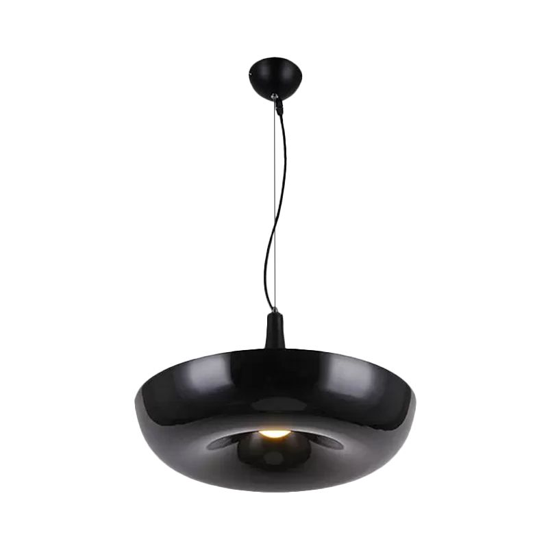 Trumpet Aluminum Hanging Lamp Nordic 1 Bulb White/Black Pendant Ceiling Light with Curled Edge