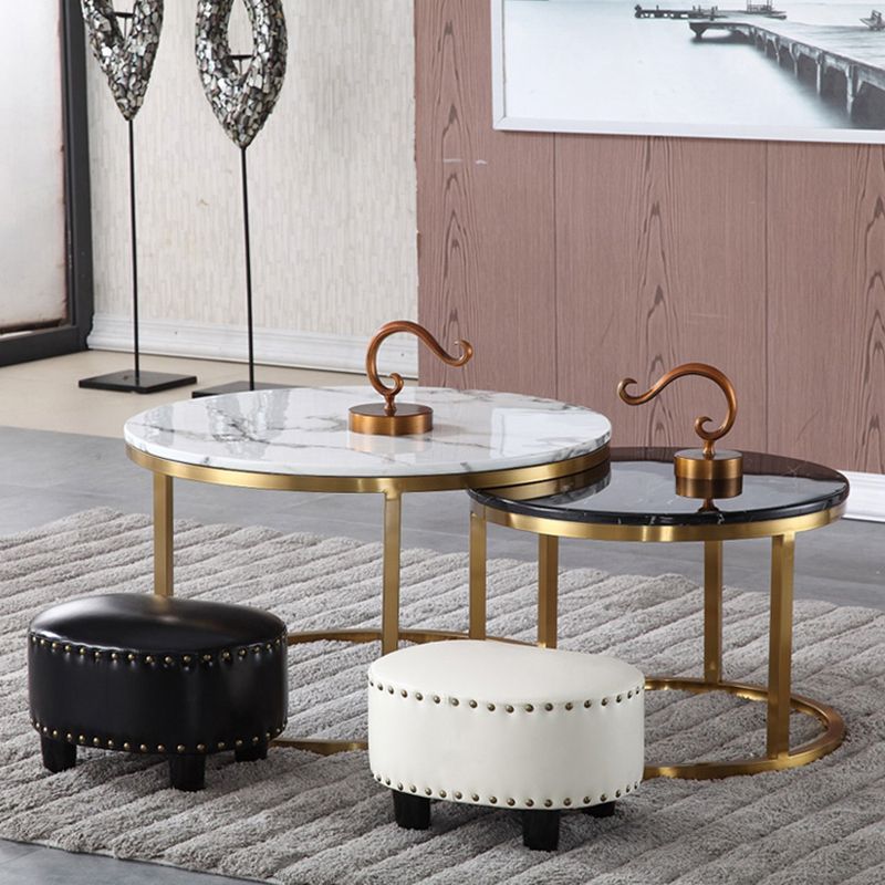 Modern Irregular Leather Ottoman Water Resistant Footstool Ottoman with Nailhead Trim