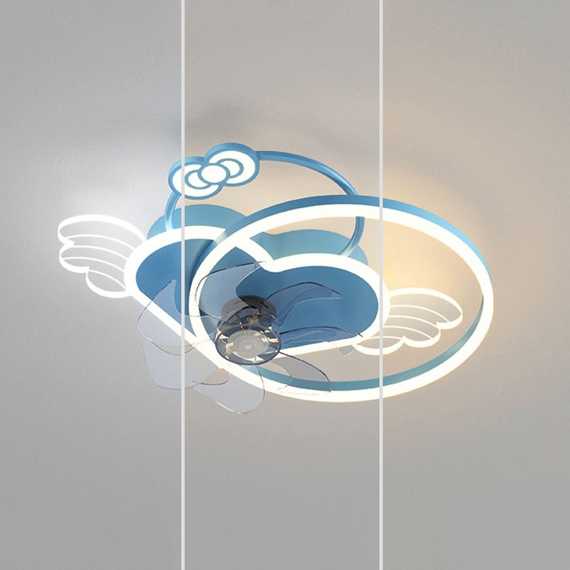 7-Blade Fan with Light Children Pink/Blue Ceiling Fan for Bedroom