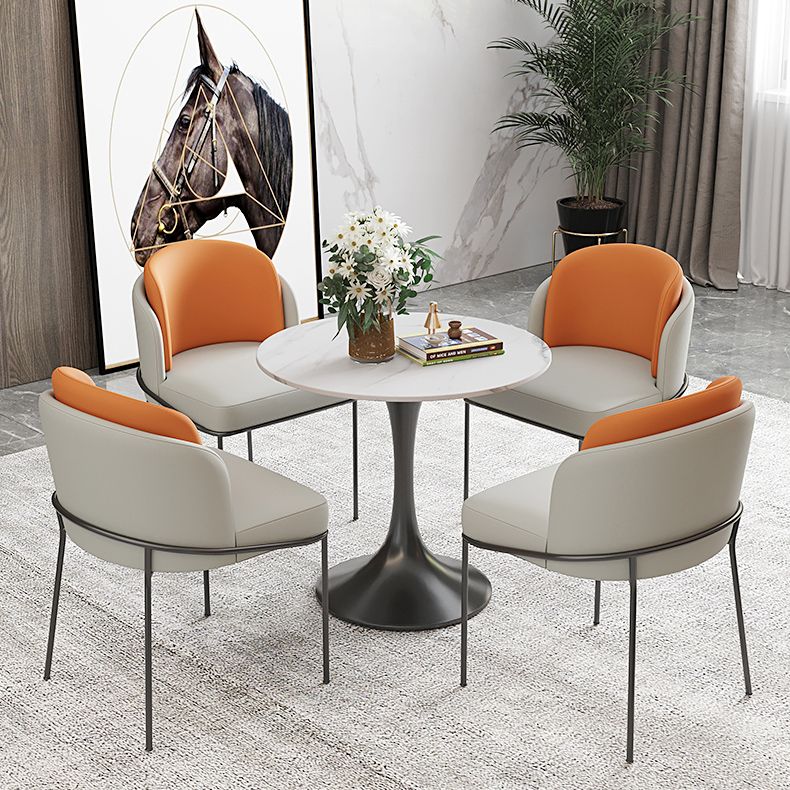 Modern Round Dining Table Set 1/2/3/4/5 Pcs Sintered Stone Dining Table and Chairs