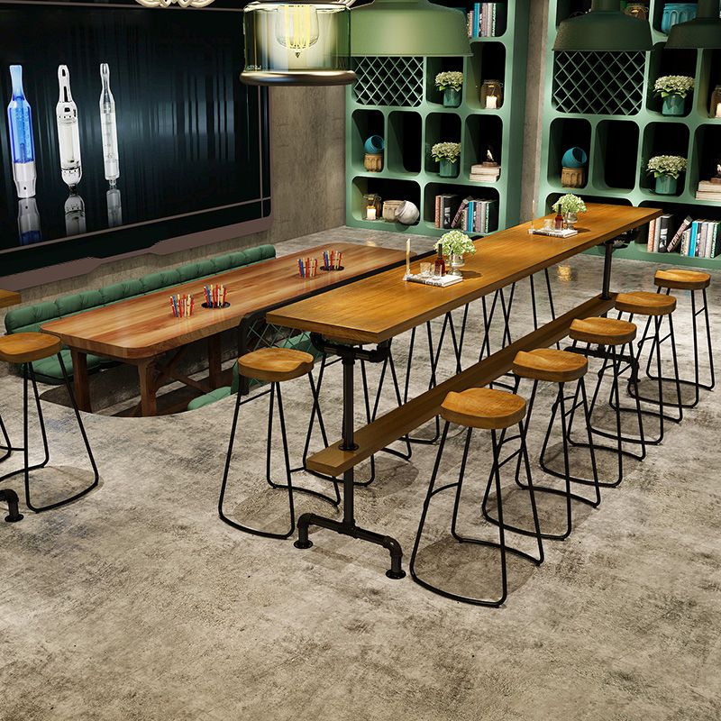 Industrial Bar Height Pub Table Iron Frame Counter Height Dining Table