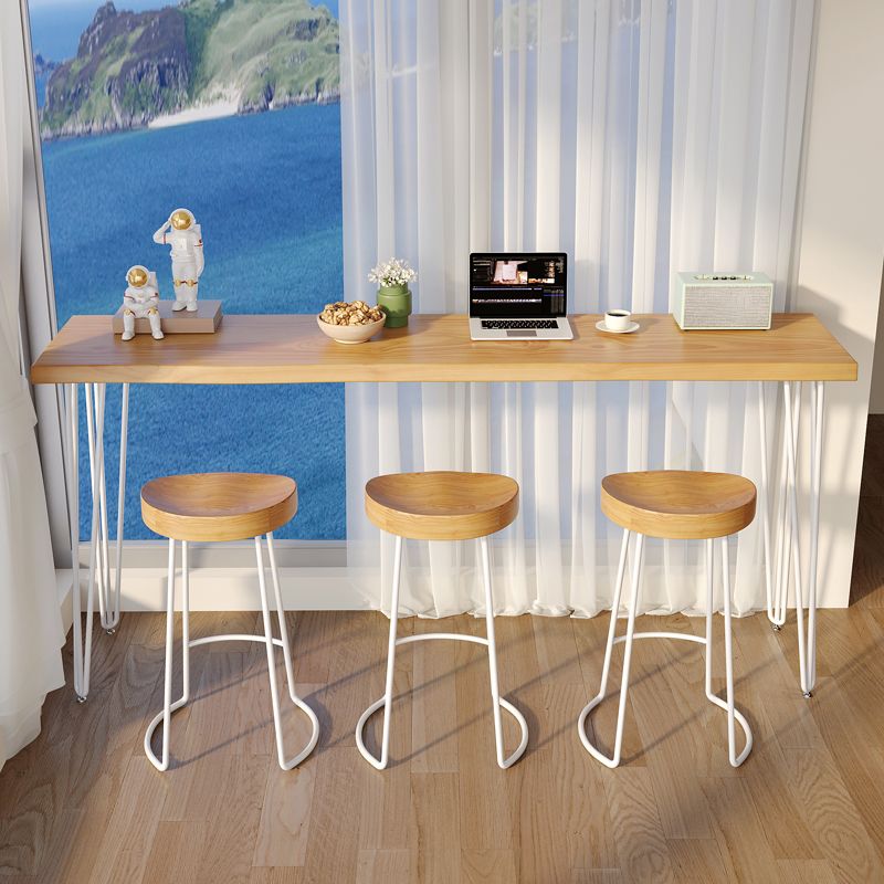 Modern Style Bistro Bar Table Rectangle Wood Metal Base Bar Table for Home