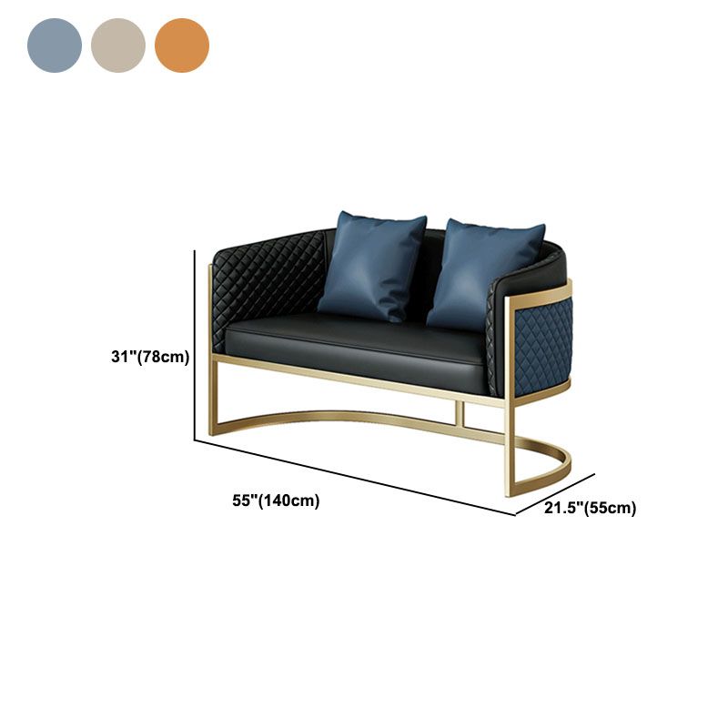 Faux Leather Sofa Modern Tuxedo Arm Sofa with Tight Back Water  Resistant